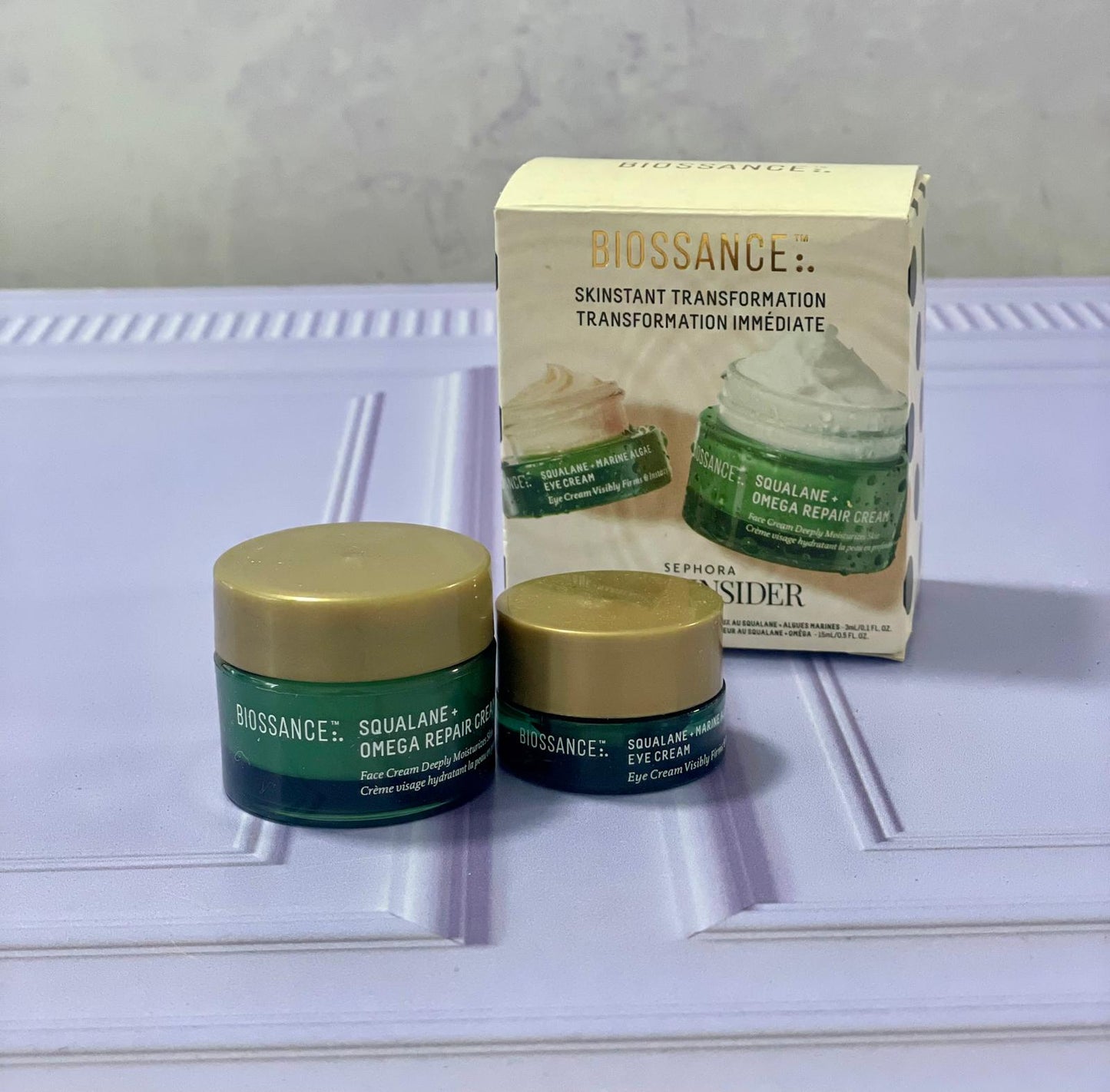 Travel size Squalane eye and face cream duo