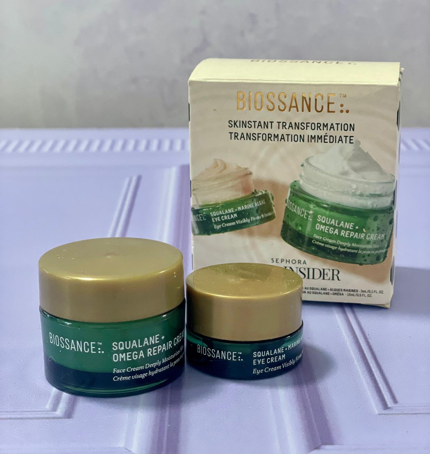 Travel size Squalane eye and face cream duo