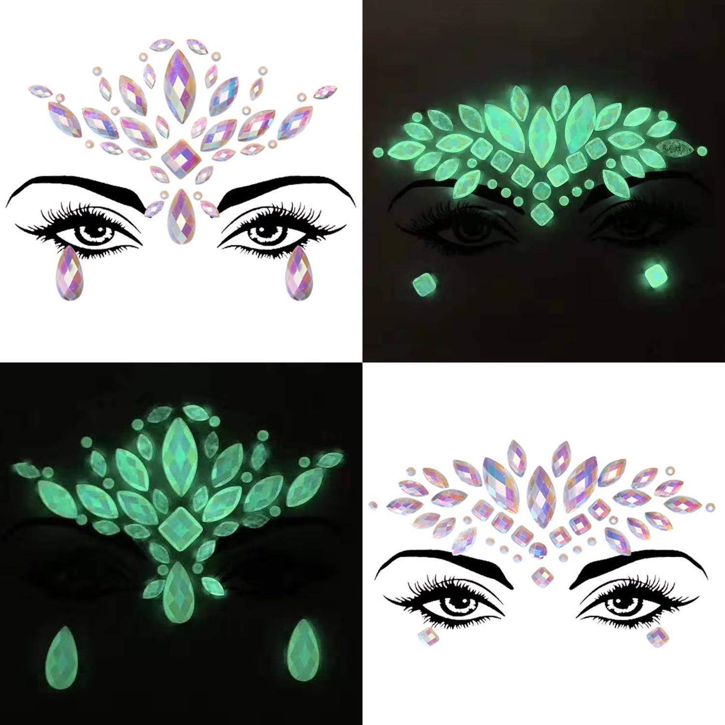 Face Jewels Luminous Stickers -Cristales