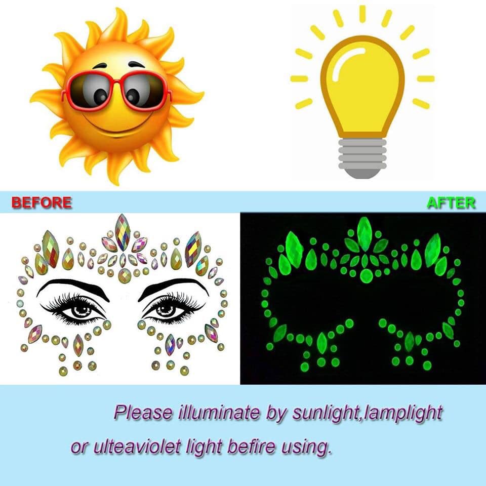 Face Jewels Luminous Stickers -Cristales