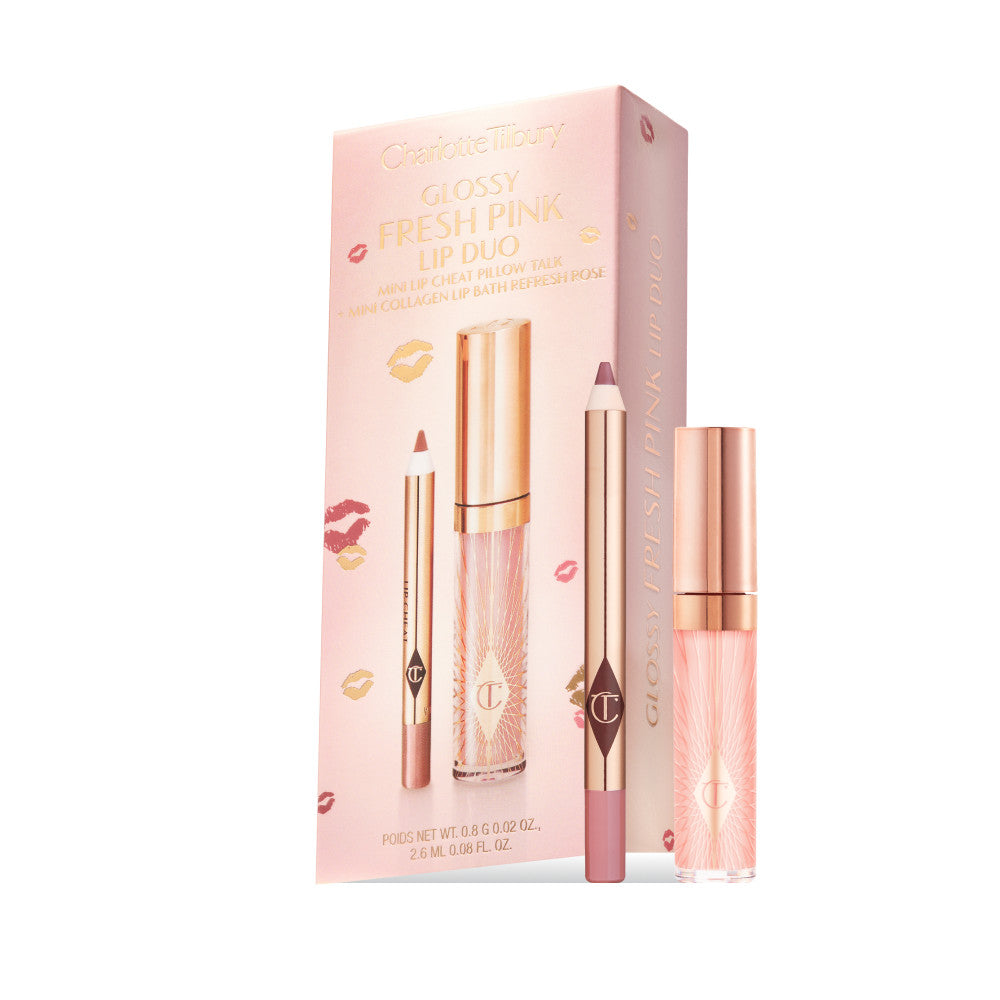 Glossy fresh Pink Lip Gloss + Lip Liner duo (Set de delineador de labios y gloss)