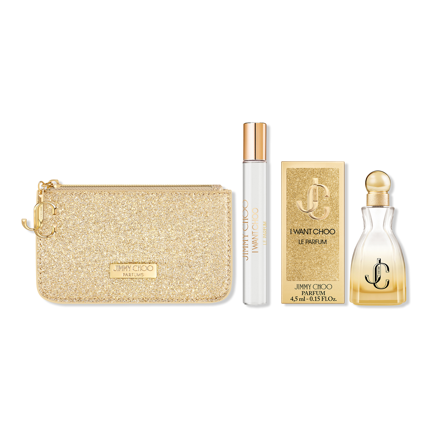 Jimmy Choo mini perfume set con clutch
