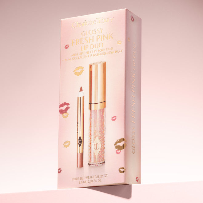 Glossy fresh Pink Lip Gloss + Lip Liner duo (Set de delineador de labios y gloss)