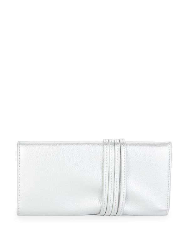 Faux Leather Travel Brush pouch Silver