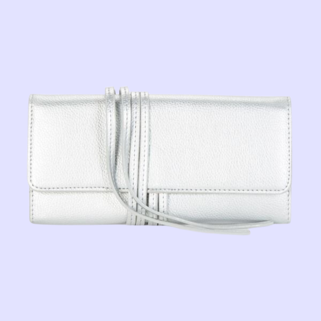 Faux Leather Travel Brush pouch Silver
