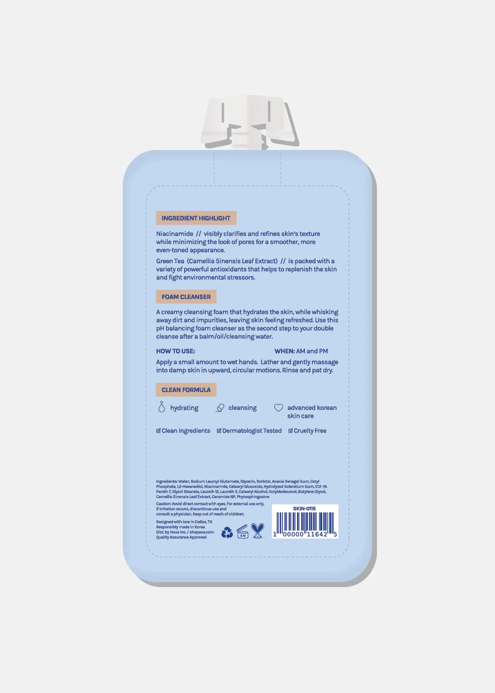 Niacinamide 2% Ceramide Green Tea Foam Cleanser