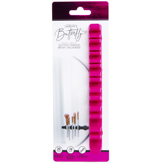 Suction-cup makeup brush organizer -Magenta