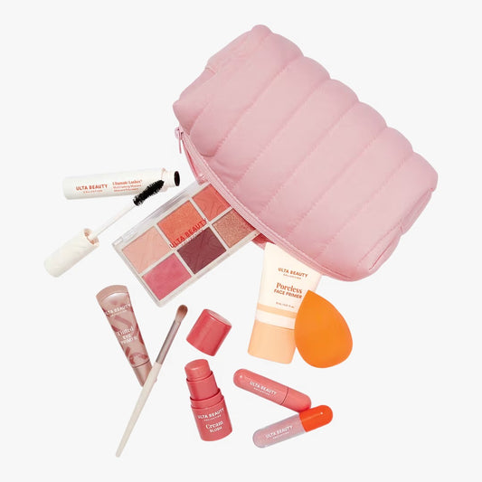 Plush bag Set de maquillaje (Bolsa rosa o naranja)
