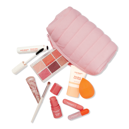 Plush bag Set de maquillaje (Bolsa rosa o naranja)