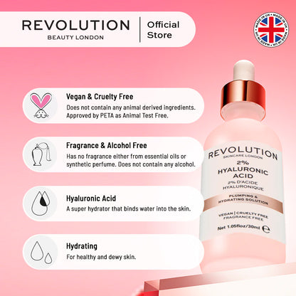 Plumping & Hydrating Serum 2% Hyaluronic Acid -1 oz (Suero reafirmante e hidratante con ácido hialurónico)