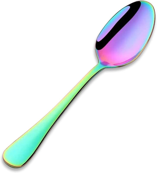 Cucharas iridiscentes de acero inoxidable