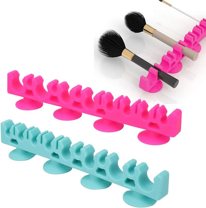 Suction-cup makeup brush organizer -Magenta