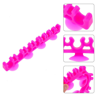 Suction-cup makeup brush organizer -Magenta