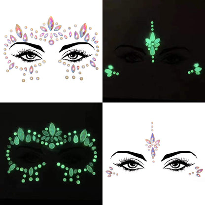 Face Jewels Luminous  Stickers -Cristales