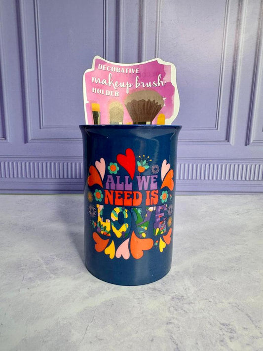 Makeup brush holder -Vaso Ceramica Azul