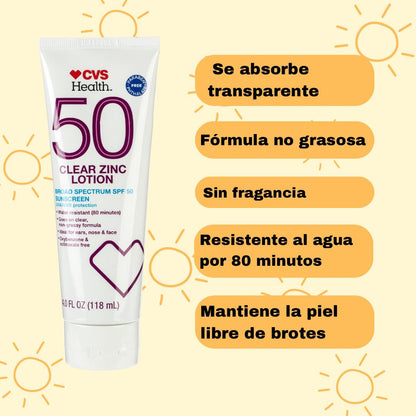 Bloqueador Health Clear Zinc Broad Spectrum Sun Lotion SPF 50