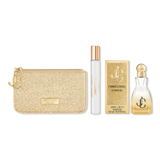 Jimmy Choo mini perfume set con clutch