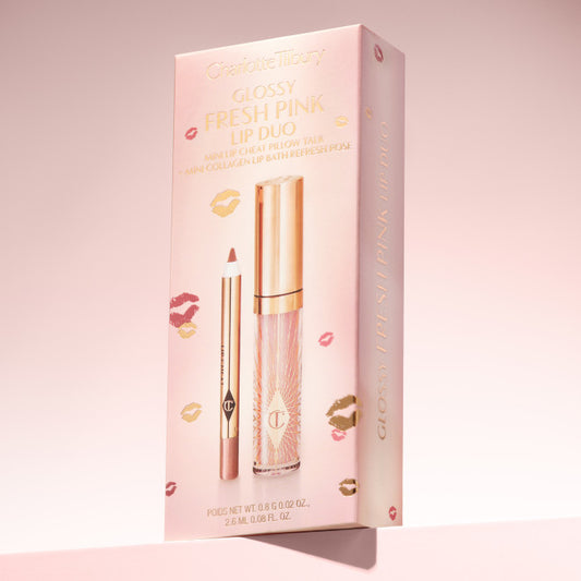 Glossy fresh Pink Lip Gloss + Lip Liner duo (Set de delineador de labios y gloss)