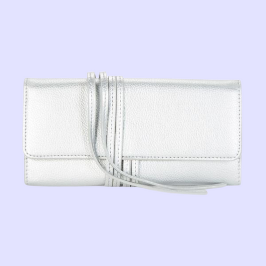 Faux Leather Travel Brush pouch Silver